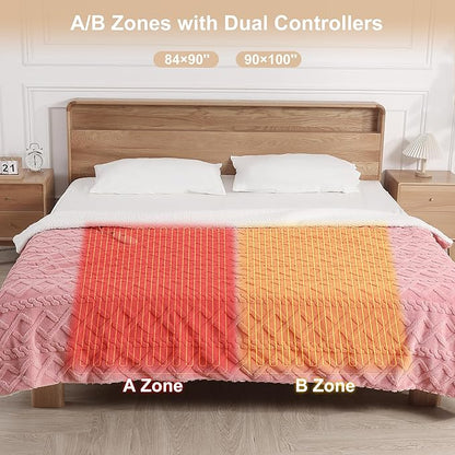 Heated Blanket King Size Electric Blanket for Adults, Dual Controllers Heating Blanket with 5 Heat Settings & 10 Hours Auto Off, Soft Thick 450gsm Sherpa, ETL & FCC Certified, House Warm Gifts(Pink)