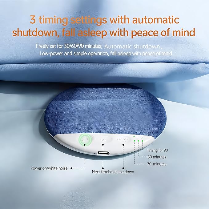 Bluetooth Pillow Speaker for Sleeping, Under Pillow Speaker with Sleep Timer & White Noise, Thin Speaker for Bed, Hi-Fi Sound, 48H Battery, Type-C, Private Listening for Adults & Kids (Pro)