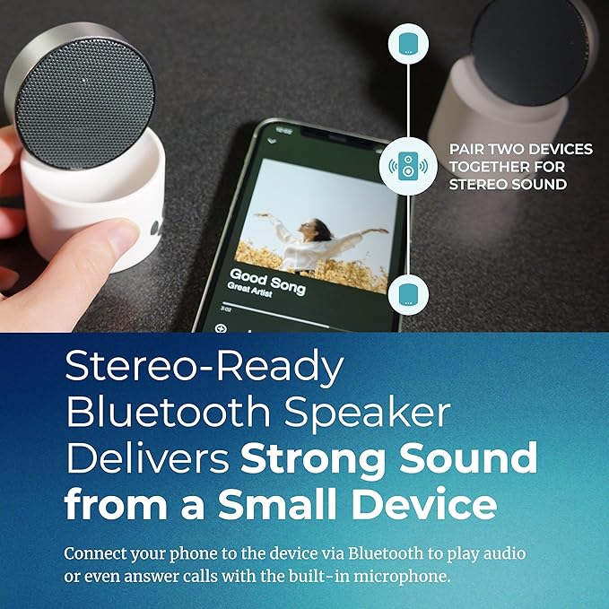 Adaptive Sound Technologies LectroFan Micro 2 - Portable Bluetooth Speaker & White Noise Machine - Compact Sound Machine for Travel - 11 Non-Looping Sounds for Sleep Support - White