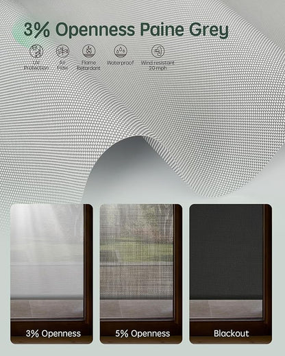 Yoolax Motorized Outdoor Shades Smart Retractable Patio Screens with App & Remote Control, Electric Blinds for Porch Patio Waterproof Roller Shades 7X8ft (3% Openness Paine Grey)