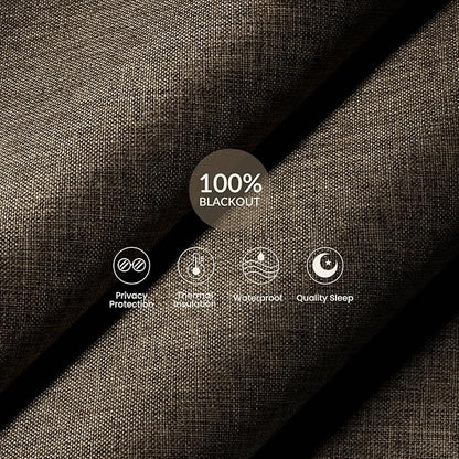 Boolegon Motorized Roller Blinds with Remote Control, Blackout Linen Fabric-Matched Automatic Roller Shades for Windows, Rechargeable Electric Window Shades for Home, Office, Brown, Custom Now