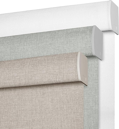 BERISSA Cordless Blackout Roller Shades for Windows,Linen Fabric Roller Blinds with Cassette Valance,Thermal Insulated UV Protection Windows Blinds for Home Office. Pink.72 W x 48" H