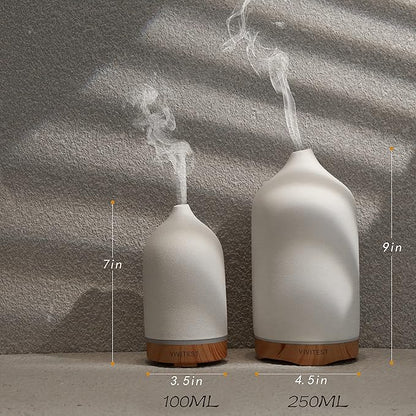 VIVITEST 200ML Ceramic Essential Oil Diffuser,Stone Essential Oil Diffuser,Ultrasonic Aromatherapy Diffusers for Home