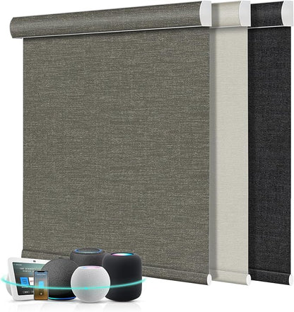 Aprilsmart Motorized Blinds with Remote,Compatible with Apple HomeKit Alexa Google Home- Voice and app Control,Motorized Roller Shades 100% Blackout Custom Size(Bermuda Toffee-23)
