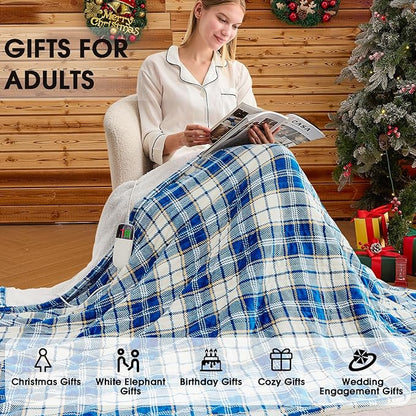Heated Electric Blanket Full Size,72X84 Heating Blanket with 10 Heats Levels&8 Hours Auto Off&Timer,Green Plaid Soft Cozy Sherpa Blankets Warmer Gifts for Grandma Women Adult,Fast Heating Washable
