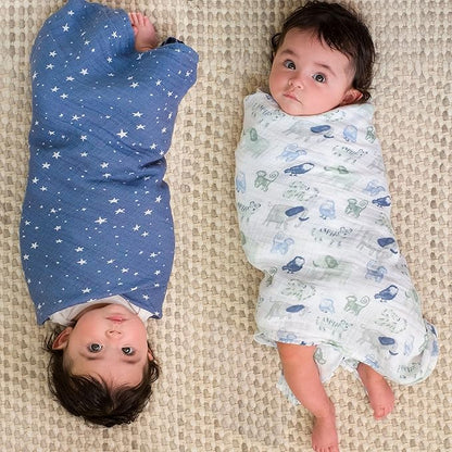aden + anais Essentials Swaddle Blanket, Boutique Muslin Blankets for Girls & Boys, Baby Receiving Swaddles, Ideal Newborn & Infant Swaddling Set, Perfect Shower Gifts, 4 Pack, Time to Dream