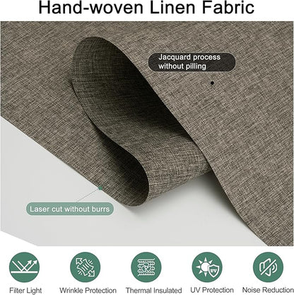 BERISSA Light Filtering Roller Shades for Windows,Cordless Roller Window Shades with Cassette Valance,Linen Roller Blinds,Thermal Insulation Window Shades for Home Door Office. Brown. Custom Sizes