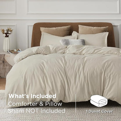 Bedsure Duvet Cover Queen Size - Only Includes 1 Duvet Cover (90"x90"), Hotel Luxury Soft Double Brushed All Season Bedding for Kids & Adults, Zipper Closure, NO Comforter, Linen