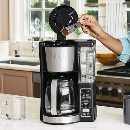 Ninja 12-Cup Programmable Coffee Maker with Classic and Rich Brews, 60 oz. Water Reservoir, and Thermal Flavor Extraction (CE201), Black/Stainless Steel