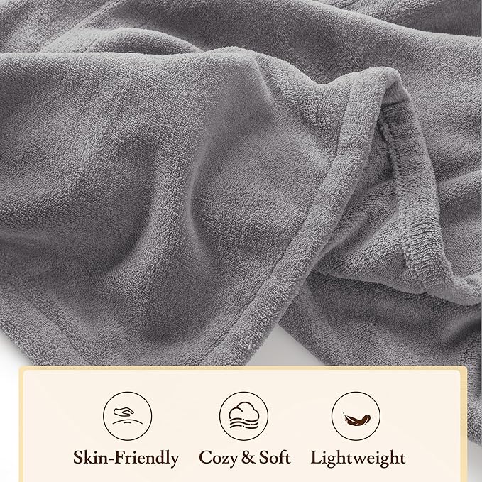 Electric Heated Blanket 50"x60" Throw Size Coral Fleece - 4 Heat Settings & 3H Auto Shut Off, Fast Heating, Machine Washable for Bed, Couch, Office - Light Gray