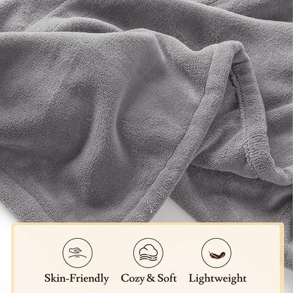 Electric Heated Blanket 50"x60" Throw Size Coral Fleece - 4 Heat Settings & 3H Auto Shut Off, Fast Heating, Machine Washable for Bed, Couch, Office - Light Gray