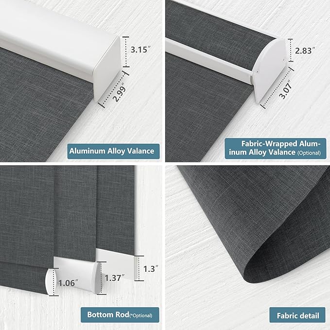Bringnox Motorized Blinds with Remote,100% Blackout Smart Roller Blinds Compatible with Apple Homekit Google Home and Alexa Via HUB,and Customized (Bouvardia Dark Grey-17)