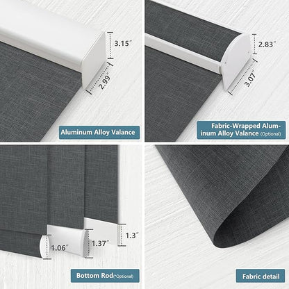 Bringnox Motorized Blinds with Remote,100% Blackout Smart Roller Blinds Compatible with Apple Homekit Google Home and Alexa Via HUB,and Customized (Bouvardia Dark Grey-17)