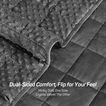 Weighted Blanket 15lbs for Adults, Ultra Soft Minky Dot Heavy Blankets for Sleep, Breathable Washable Throw Blanket with Glass Beads, 48"x72" Twin Size, Grey