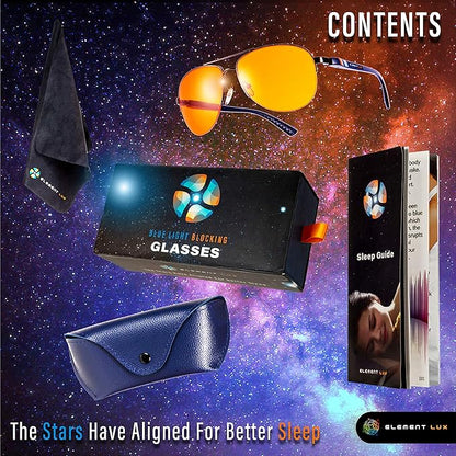 Blue Light Blocking Glasses Amber Lenses -For Better Sleep, Gaming, Eye Strain Blocker, Computer, Sunglasses