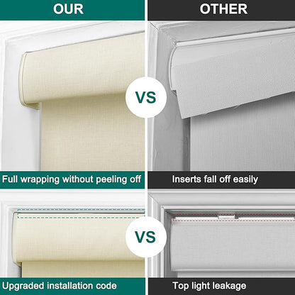 BERISSA Light Filtering Roller Shades for Windows,Cordless Roller Window Shades with Cassette Valance,Linen Roller Blinds,Thermal Insulation Window Shades for Home Door Office. Beige.69 W x 48" H