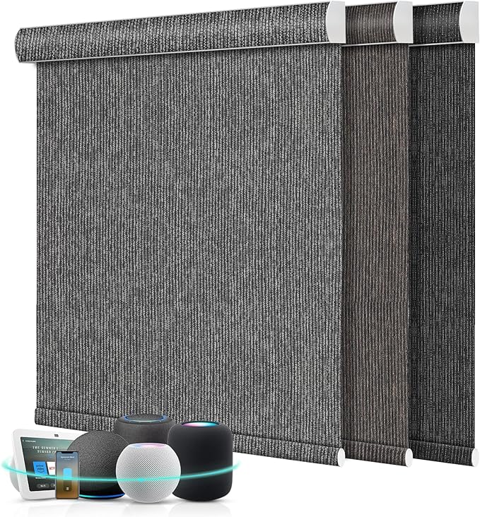 Aprilsmart Motorized Blinds with Remote,Compatible with Apple HomeKit Alexa Google Home- Voice and app Control,Motorized Roller Shades 100% Blackout Custom Size(Baltimore Anthracite-25)