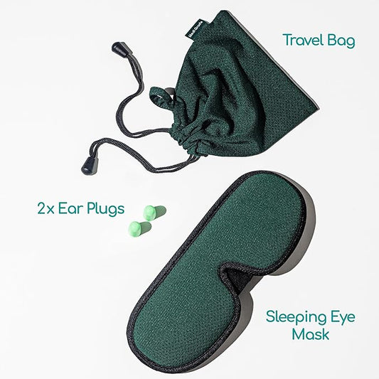 Medi Grade Cotton Sleep Mask with 3D Eye Memory Foam - Travel Sleeping Mask for Women and Men with 2 Ear Plugs and Storage Bag - Blackout Light Blocking