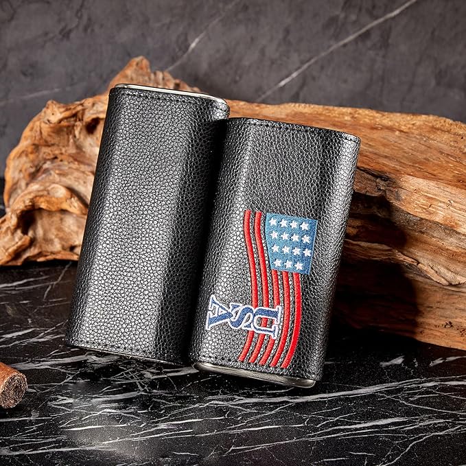 Cigar Case Travel Humidor Kit,The Leather Cigar Accessories with Case Cedar-Lined for Optimal Freshness- Men's Present Set for Home and Office
