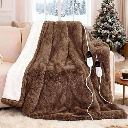 Electric Blanket - Heated Blanket with 6 Heating Levels, 10 Hour Auto Off, Ultra Soft, Overheat Protection, ETL Certified (Brown, 90"X100")
