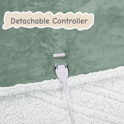 Electric Heated Blanket Full Size 72"x84", Soft Flannel with Overheat Protection, 9 Adjustable Heat Settings & 10-Hour Auto-Off Timer, Fast Heating for Winter Comfort, Light Green