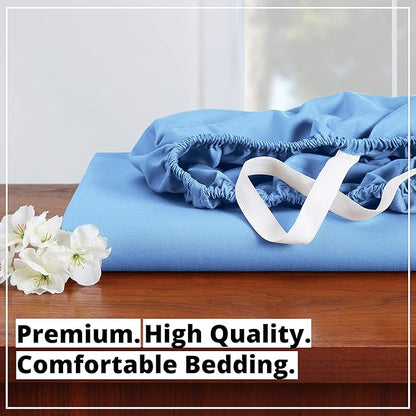 Empyrean 4 Pack Twin XL Fitted Sheets - Deep Pocket 14-16 Inch, Ultra Soft Microfiber, Fade Resistant, Shrinkproof, Wrinkle-Free Sheets for College Dorms & Home, Calm Blue