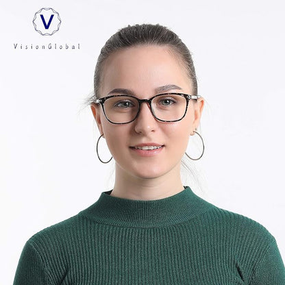 VisionGlobal Blue Light Blocking Glasses for Women, Anti Eyestrain, Computer Reading, TV Glasses, Stylish Square Frame, Anti Glare(Floral,+2.50 Magnification)