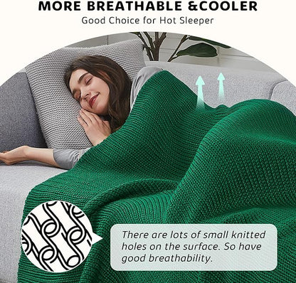 L'AGRATY Knitted Weighted Blanket - 50"x60" 10lbs Cooling Chunky Knit Heavy Blanket for Adults Braided Crochet Throw Thick Cable Yarn Knit Decorative No Beads Evenly Weighted Machine Washable