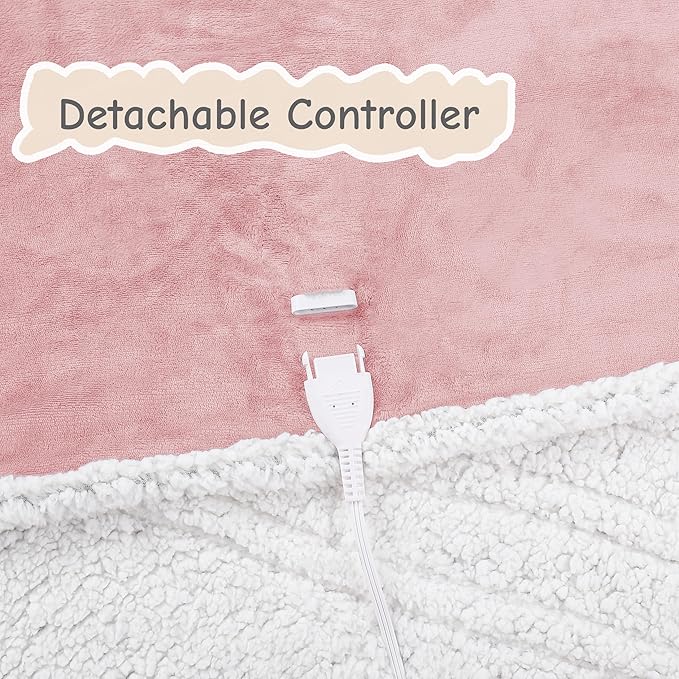 Electric Heated Blanket Full Size 72"x84", Soft Flannel with Overheat Protection, 9 Adjustable Heat Settings & 10-Hour Auto-Off Timer, Fast Heating for Winter Comfort, Pink