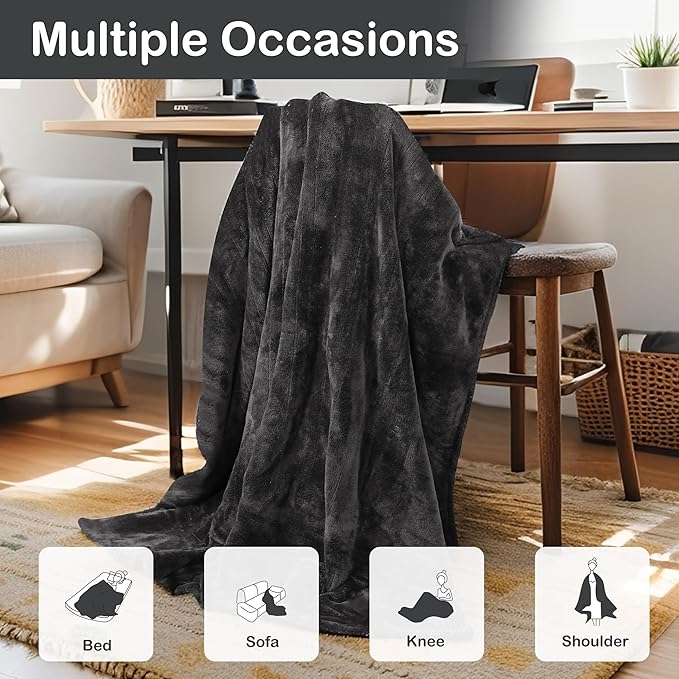 Electric Heated Blanket Full Size 72"x84",Fast Heating Throw, Soft Plush Microplush for Bed & Couch, 10 Hours Auto Off & 5 Heating Levels, Machine Washable, Gifts for Grandma & Family-Dark Gray