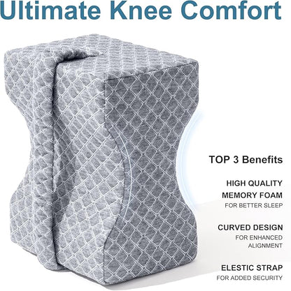 Knee Pillow for Side Sleepers, Leg Pillow for Sciatica, Back, HIPS, Knees, Joints Pain Relief,Pillows for Between Legs While Sleeping Spine Alignment Support & Relieves Pressure