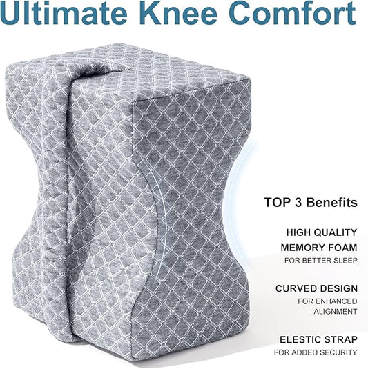 Knee Pillow for Side Sleepers, Leg Pillow for Sciatica, Back, HIPS, Knees, Joints Pain Relief,Pillows for Between Legs While Sleeping Spine Alignment Support & Relieves Pressure