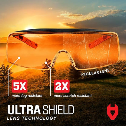 NoCry Blue Light Blocking Safety Glasses Over Eyeglasses with 100% UV Protection — UV Light Protection with Anti-Fog & Anti-Scratch Lenses; ANSI Z87.1 Certified — Adjustable Temples with Anti-Slip Tip