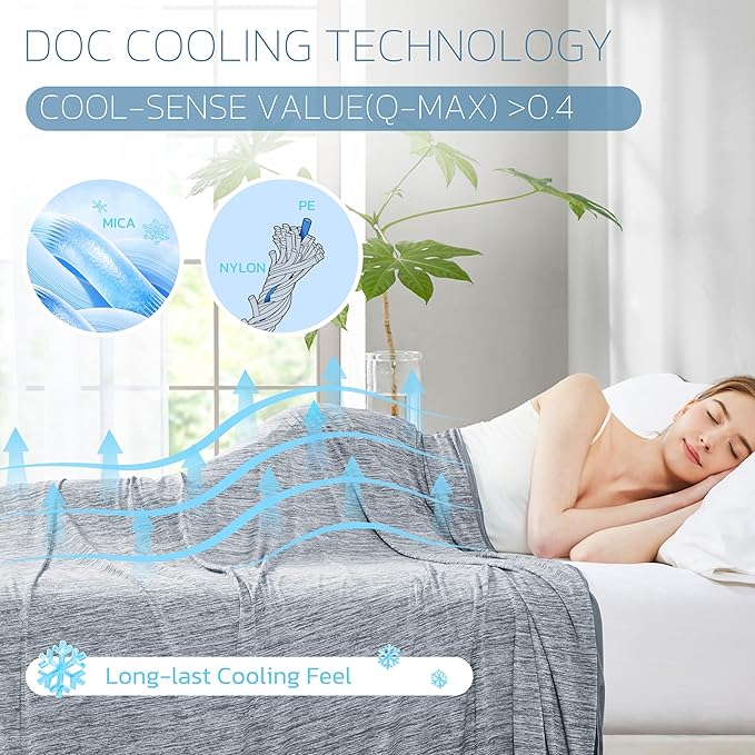 Degrees of Comfort Cooling Blanket - Q-Max >0.4 Double Sided Summer Cold Blanket for Hot Sleepers & Night Sweats, Breathable Cooling Blanket Keep Cool for Adults Kids 60"x90",Grey