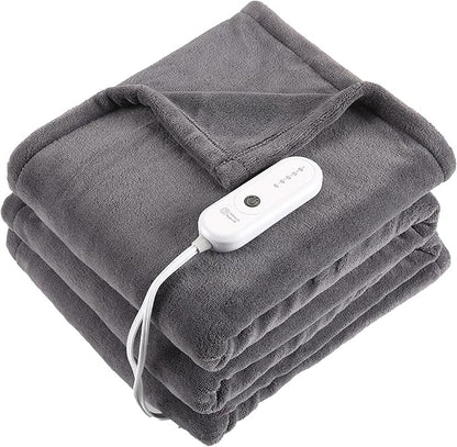 Electric Heated Blanket Twin Size, 62"x84" Electric Throw Blanket with ETL & FCC Certification, Fast Heating Blanket with 5 temperatures & 10 Hours Auto Off, Machine Washable, Dark Gray