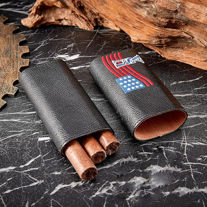 Cigar Case Travel Humidor Kit,The Leather Cigar Accessories with Case Cedar-Lined for Optimal Freshness- Men's Present Set for Home and Office