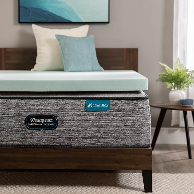 Beautyrest Thermagel Deluxe Cooling Pressure-Relieving Memory Foam Mattress Topper, Queen, 3-Inch, Blue