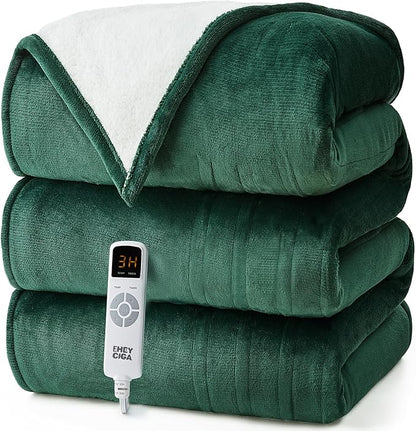 EHEYCIGA Electric Heated Blanket Throw - 9 Heating Levels, 10 Hours Auto Off, Soft Cozy Sherpa Washable With Fast Heating, 50 x 60 Inches