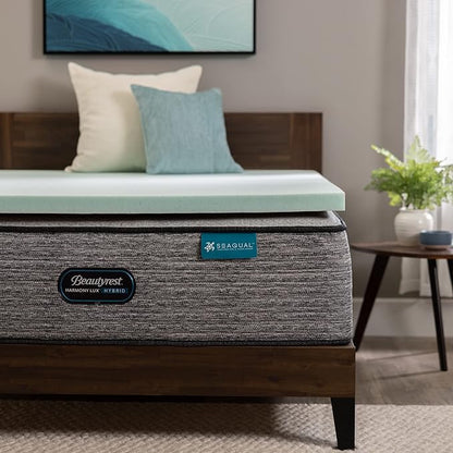 Beautyrest Thermagel Deluxe Cooling Pressure-Relieving Memory Foam Mattress Topper, Twin XL, 2-Inch Blue