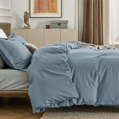 Bedsure Duvet Cover Oversized Queen Size - Soft Double Brushed Bedding Set for Kids & Adults, Zipper Closure, 3 Pieces, Includes 1 Duvet Cover (98"x98") & 2 Pillow Shams, NO Comforter, Mineral Blue