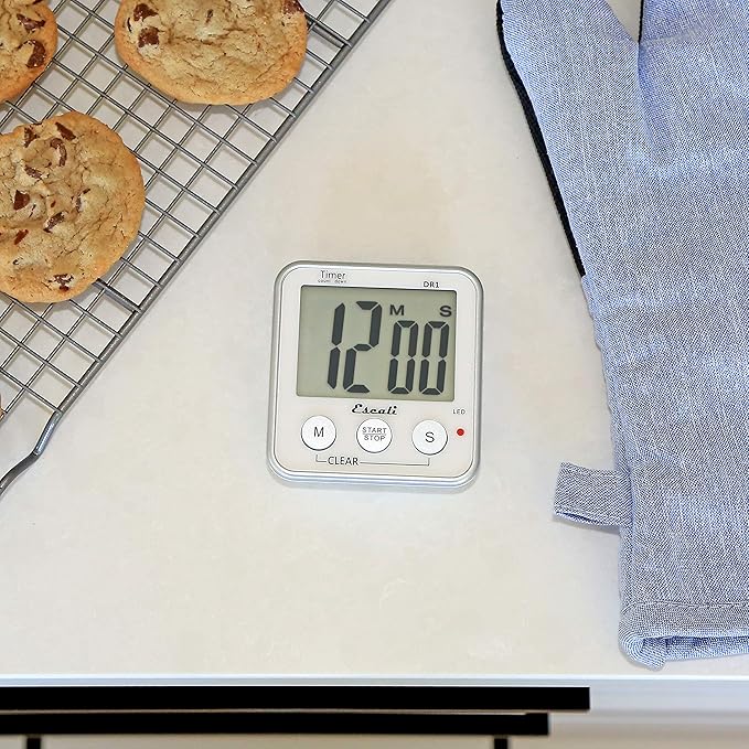 Escali Extra Large Display Digital Kitchen Timer with Clock Mode, Recall Timer Magnetic Back