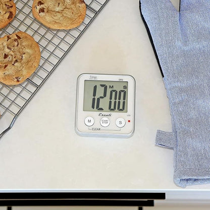 Escali Extra Large Display Digital Kitchen Timer with Clock Mode, Recall Timer Magnetic Back