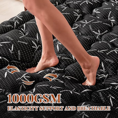 100% Waterproof King Size Mattress Topper, Thick Pillow Top Mattress Pad，Up to 25 Inch Deep Pocket,Soft Breathable Mattress Pad for Back Pain, Protector Cover(Black)