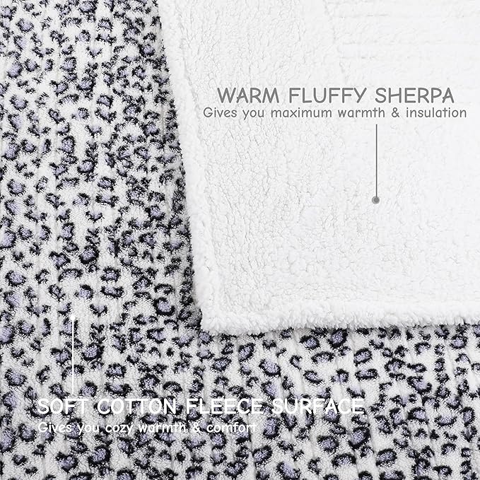 Electric Heated Blanket Full Size 72"x84", Ultra-Soft Plush with Overheat Protection, 9 Adjustable Heat Settings & 10-Hour Auto-Off Timer, Fast Heating for Winter Comfort, Blue White Leopard Print