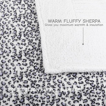 Electric Heated Blanket Full Size 72"x84", Ultra-Soft Plush with Overheat Protection, 9 Adjustable Heat Settings & 10-Hour Auto-Off Timer, Fast Heating for Winter Comfort, Blue White Leopard Print