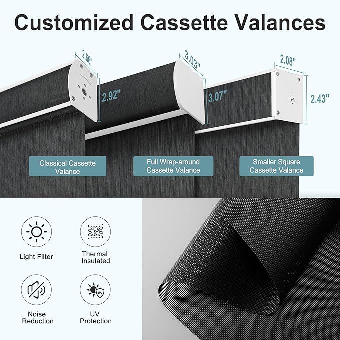 BERISSA Motorized Blinds with Remote,Light Filtering Smart Roller Shades with App,Voice Control,See-Through Fabric,Thermal Insulated Automatic Blinds,Electric Shades with USB/Solar Pannel.Solar Black