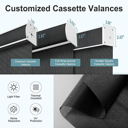 BERISSA Motorized Blinds with Remote,Light Filtering Smart Roller Shades with App,Voice Control,See-Through Fabric,Thermal Insulated Automatic Blinds,Electric Shades with USB/Solar Pannel.Solar Black