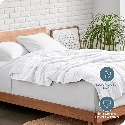 Bare Home Weighted Blanket Queen Size 17lb (60" x 80") for Adults - Minky Fleece - Premium Heavy Blanket Nontoxic Glass Beads (White, 60"x80")