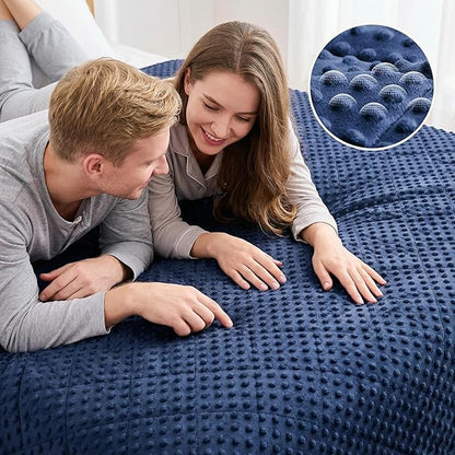 yescool Weighted Blankets for Adults 12 lb, 60 * 80in Queen Size Weighted Blanket for Better Sleep, Minky Heavy Blanket for All Seasons, Blue