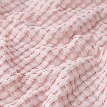 Bedsure Cooling Cotton Waffle King Size Blanket - Lightweight Breathable Blanket of Rayon Derived from Bamboo for Hot Sleepers, Luxury Throws for Bed, Couch and Sofa, Pink, 104x90 Inches